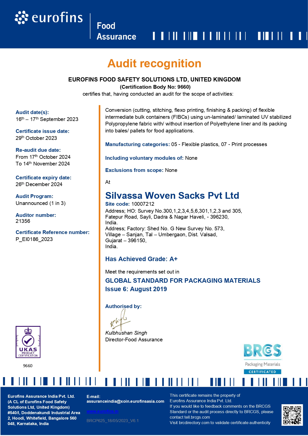 BRC Certificate 2023-24